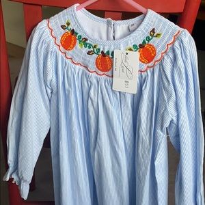 Boutique Smocked Pumpkin Fall Thanksgiving Dress